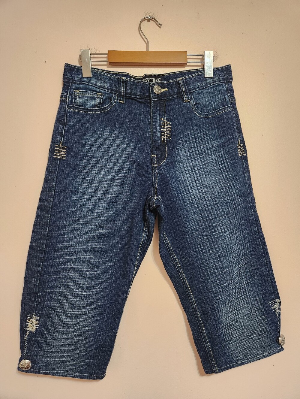 Vintage Y2K Nostic Custom Denim Jorts Cyber Grunge Skater Baggy Shorts 20